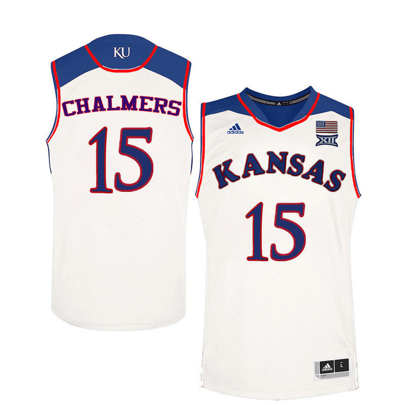 Men Kansas Jayhawks #15 Mario Chalmers College Basketball Jerseys-White